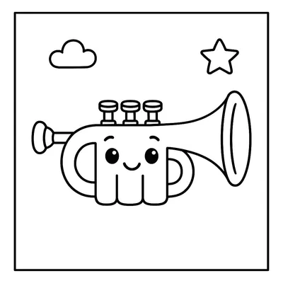 Trumpet Coloring Page - Free Printable