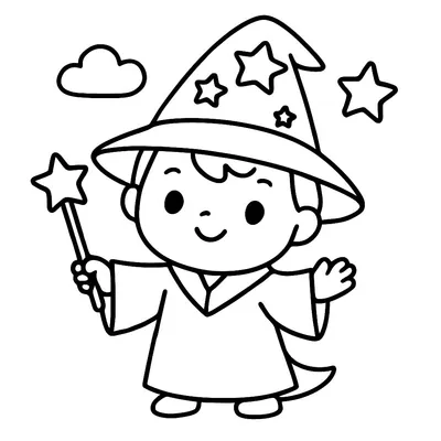 Wizard Coloring Page - Free Printable