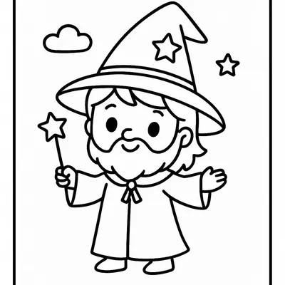 Wizard Coloring Page - Free Printable