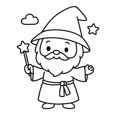 Wizard Coloring Page - Free Printable